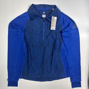 Adidas Small Women’s Climalite Baseline 1/4 Zip Pullover Jacket Blue BP6095